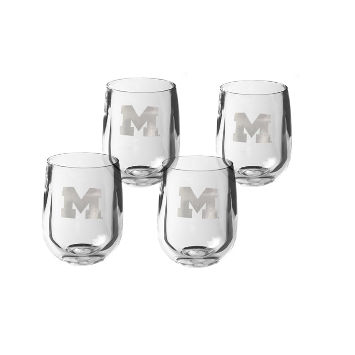 Michigan Wolverines 12 oz Stemless Wine Glass