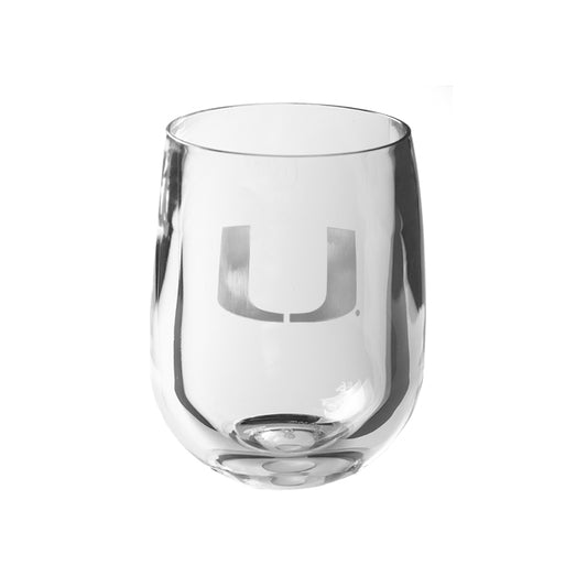 Miami Hurricanes 12 oz Stemless Wine Glass